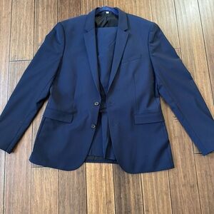 Express Innovator Suit 2 Piece Navy Mens 44L Wool Blend Skinny Fit With Pant